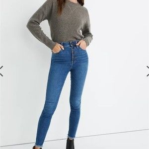 Madewell 10" High-Rise Skinny Jeans in Mackey Wash: Button-Front Edition